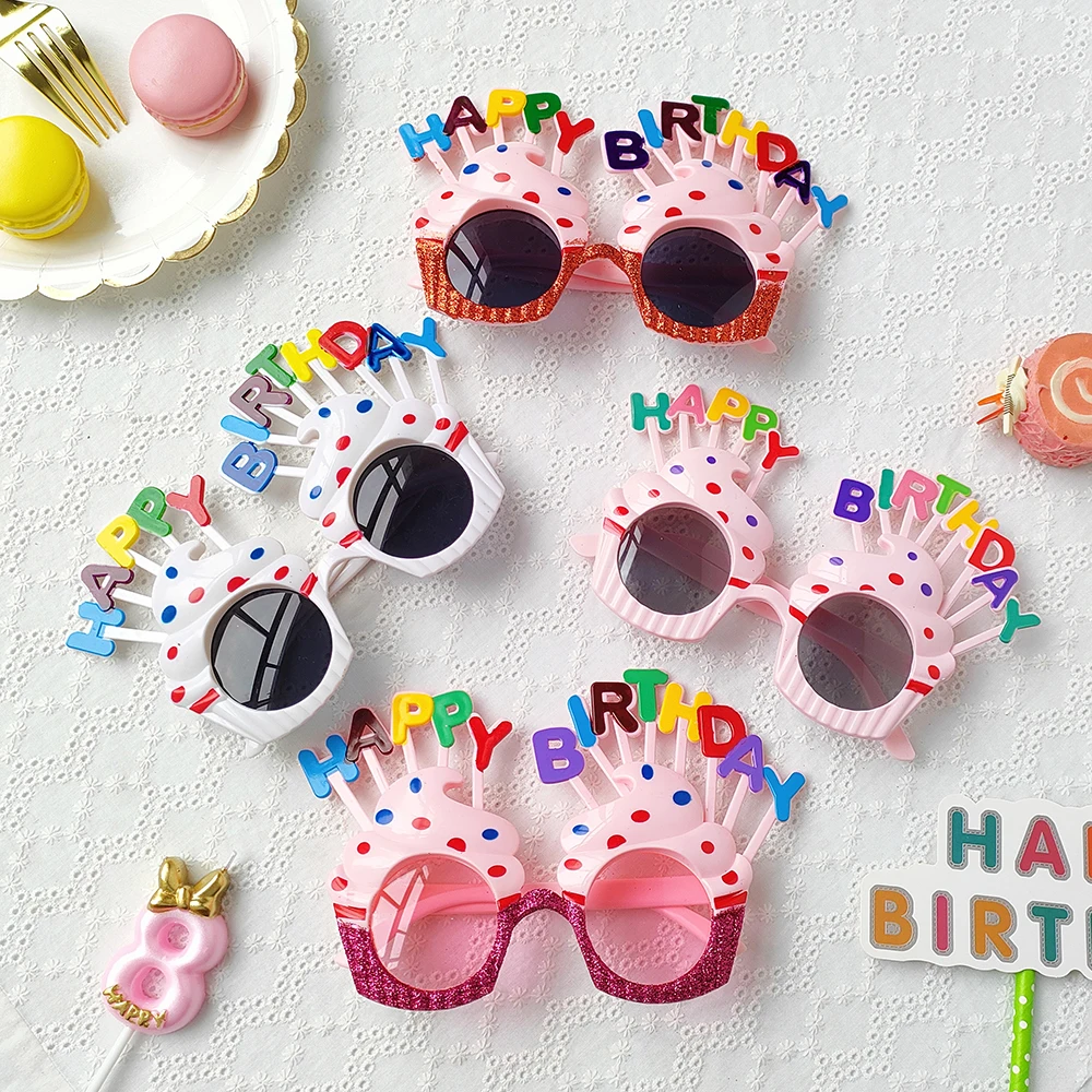 

Happy Birthday Glasses Summer Ice Cream Sunflower Glasses Photo Booth Props Birthday Party Supplie Kids Adult Favor Party Decor