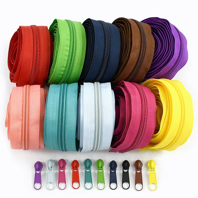

10-50M Meetee 3# 5# 25 Colors Nylon Zippers with Pull Slider Bag Garment Home Textiles Closure Zip Tapes DIY Sewing Accessories