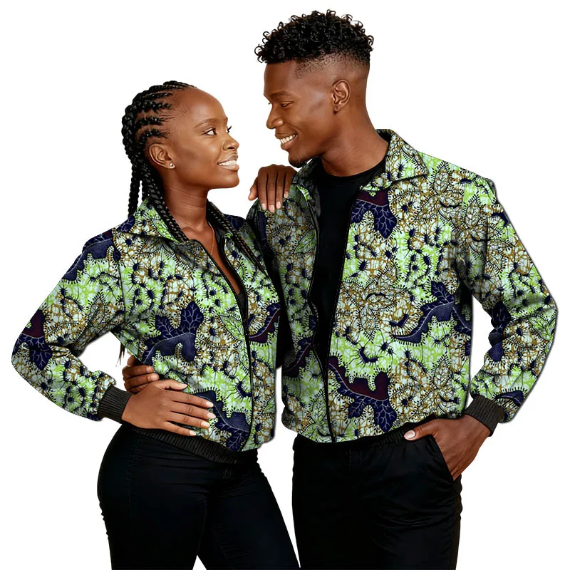 سترات زوجين مطبوعة أفريقية ملابس مخصصة للرجال/النساء بازان الثراء نمط عرقي سستة منفذها سترة ملابس الشارع الشهير غير رسمية