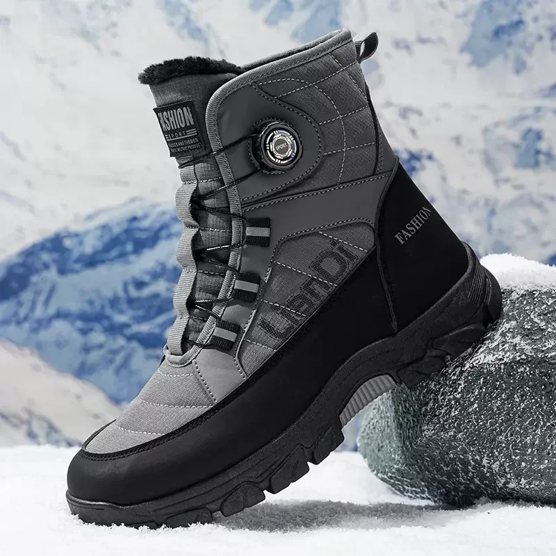 

Winter Men's Boots 2025 New Fashionable High Cut Thick Soled Snow Boots with Velvet Warmth and Anti Slip Cotton Boots