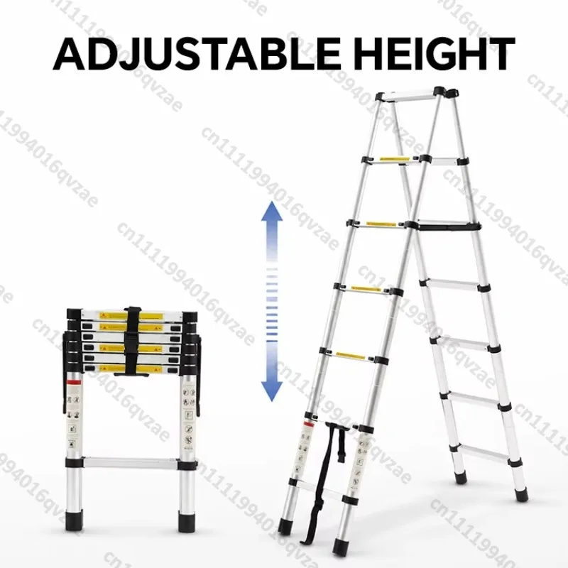 Multifunctional Aluminum Telescopic Ladder, Foldable A-type Ladder, 330 Lbs., Compact Telescopic Ladder