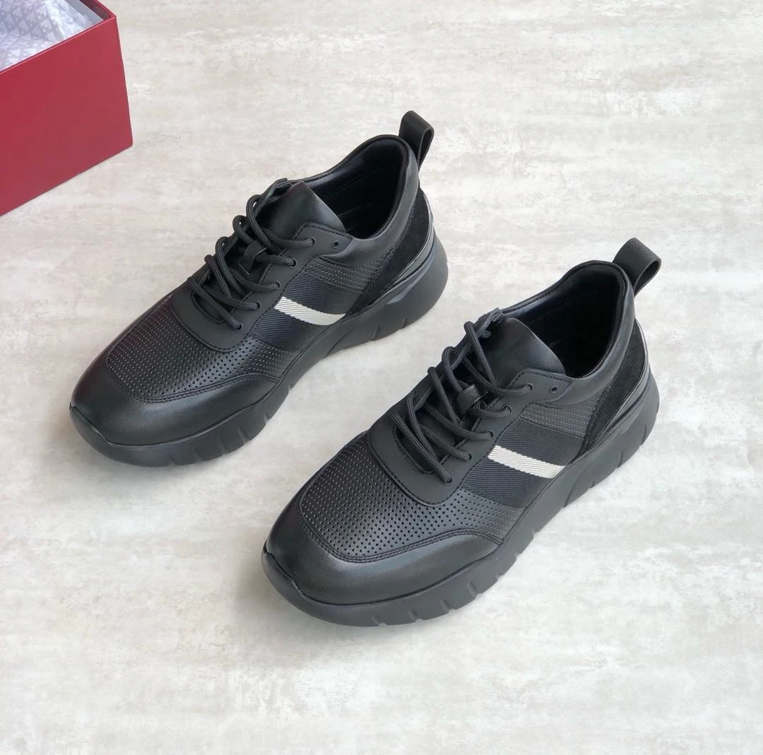 New B Design Sneaker Causal Comfortable Non-slip Men Shoes High Quality All Black Striped Style Men's Shoes