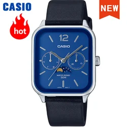 Casio-Men's Moon Phase Small Square Quartz Watch, relógio de negócios masculino, marca superior, moda, novo, MTP-M305