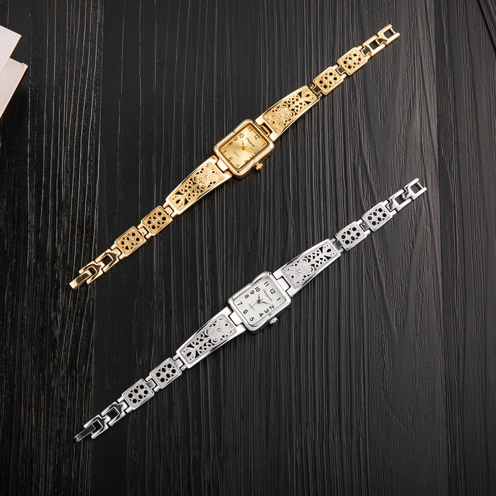 New Top Brand Luxury Silver Gold Watch for Women Thin Metal Bracelet Small Square Dial Dress Lady Quartz Watches Gifts for Women