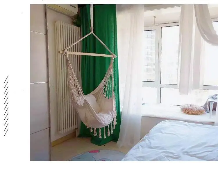 Hängematte Camping Gartenmöbel hängen Seil Hängematte Stuhl Schaukel mit Kissen Garten hängen Hängematte Schaukel faul Bett