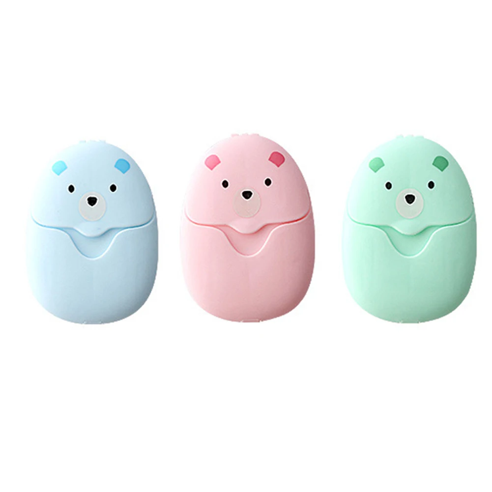 

Portable Disposable Soap Sheets Mini Bear Design for Travel For Kids and Students Handwashing Solution Easy to Carry