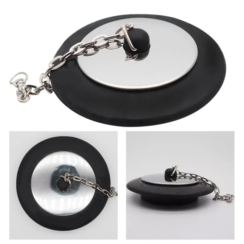 1 stücke Bad Stecker Gummi Badewanne Stopper Abfluss mit Kette Waschbecken Waschbecken Metall 7,5x7,5x3cm Banthroom Zubehör