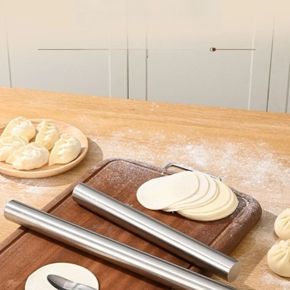 Rolling Pin Built from 304 Stainless Steel for Consistent Dough Rolling in Dumpling Making Pie Crusts and Cookie Preparation