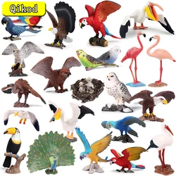 Classic Bird Animal Flamingos Parrot Sea Mew Peacock Owl Ostrich Model Solid PVC Action Figures Miniature Education Toy Kid Gift