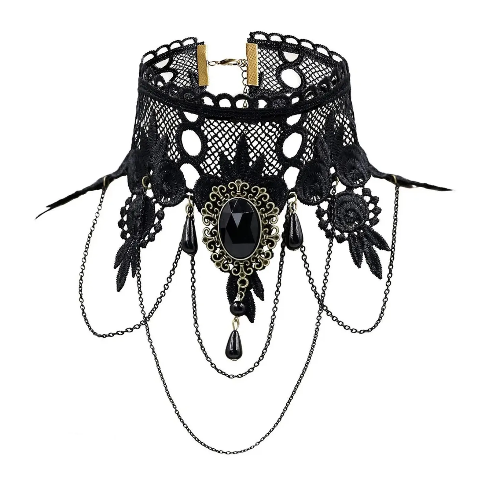 Collana di pizzo nero di Halloween Collana di ragazza piccante gotica di nuovo stile Decorazione Costumi vintage di Halloween Accessori per tracolla