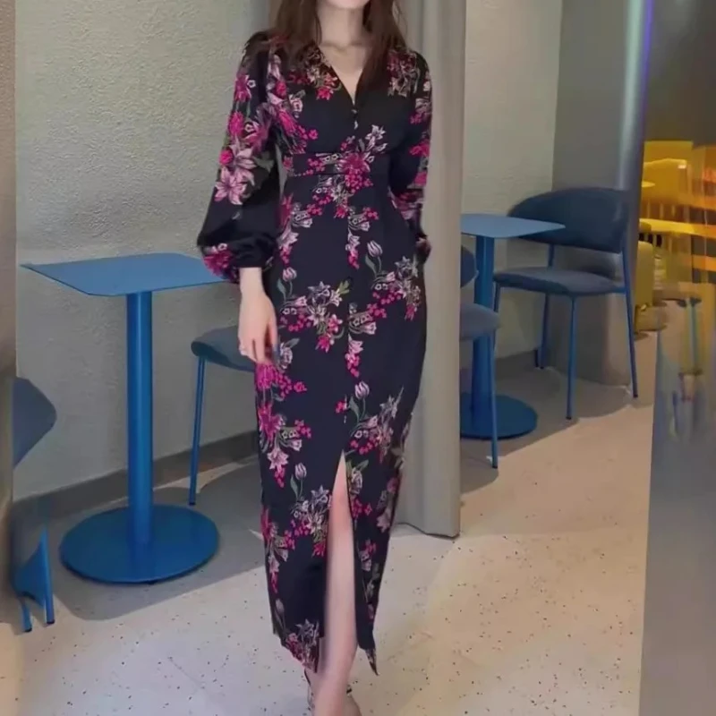 

Muslim Women Flower Print Dress Party Abaya Ramadan Arab Long Robe Morocco Vestidos Dubai Abayas Kaftan Islam Jalabiya Dresses