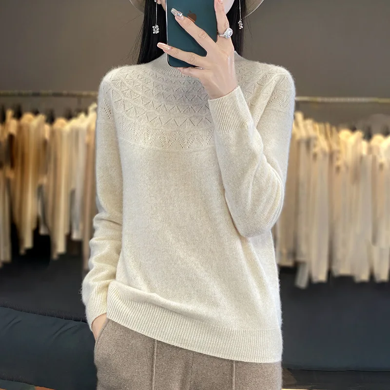 Women's Cartoon Heavy Industry Beading Sweater, Loose Slimming Pullover, Splicing Knitting Fashion, Comfortable, Autumn, Winter