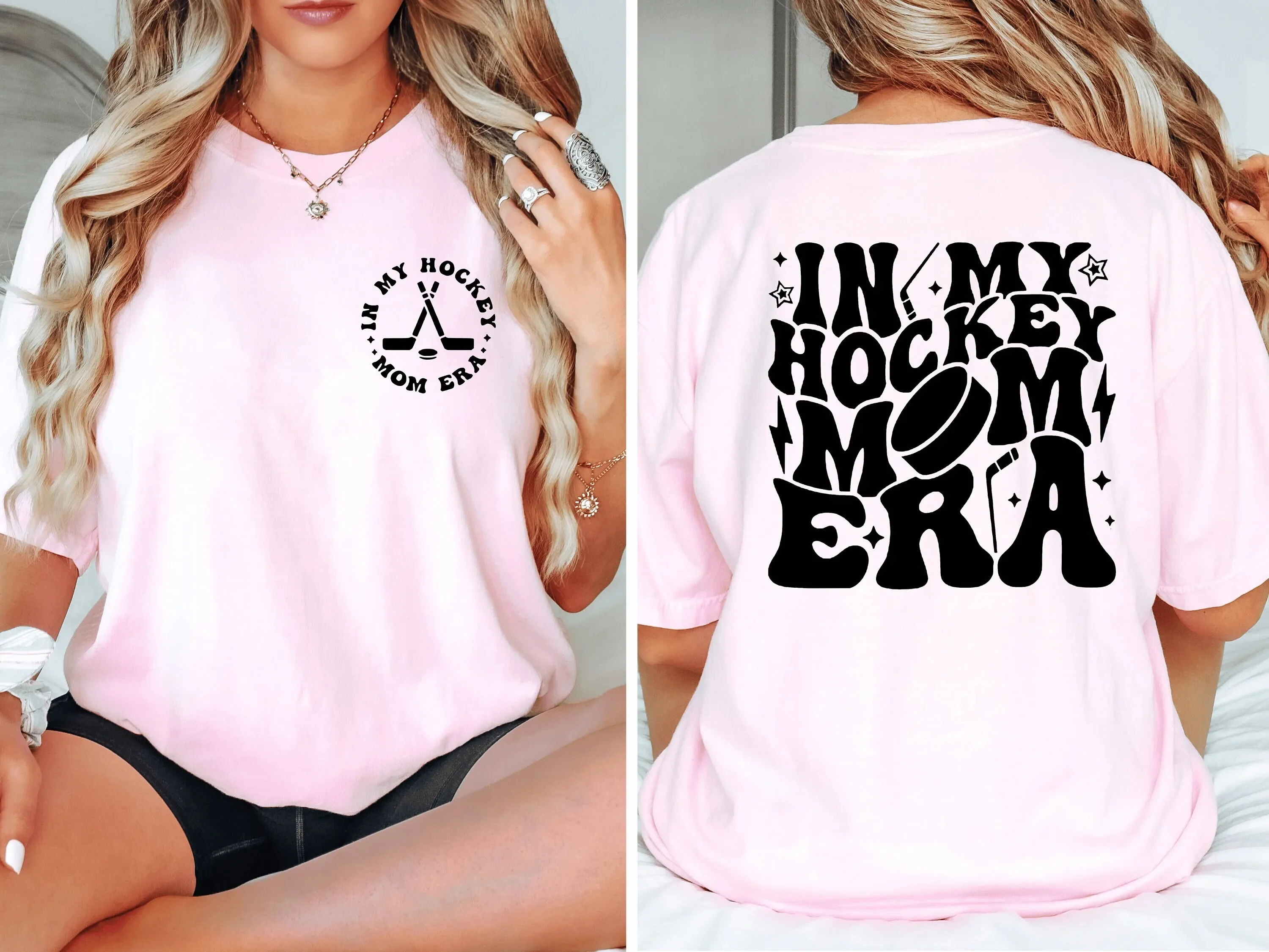 

Футболка In My Hockey Mom Era Comfort Colors Game Day Retro Ice Mama