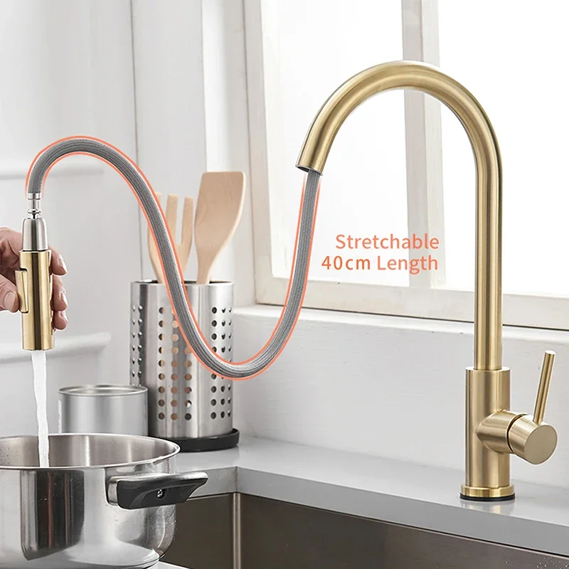 

Smart Touch Sensor Kitchen Faucet Pull Out Spout Smart Touch Inductive Sensitive Faucet 360 Degree Rotation Mixer Tap