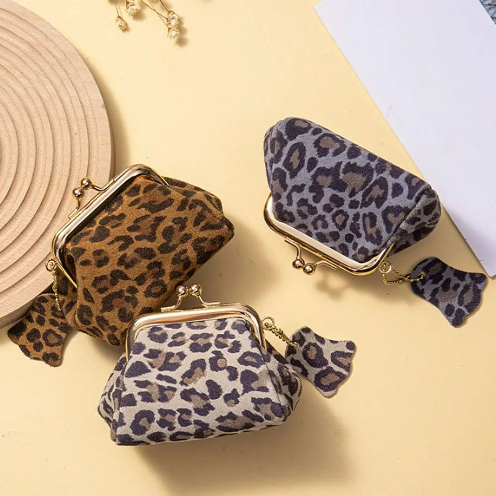 New Leather Coin Purse Multifunctional Leopard Pattern Headphones Organizer Mini Portable Storage Bag