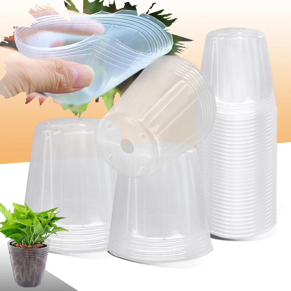 

Transparency Plastic Nursery Pots Orchid Propagation Container Seedling Bag for Garden Plants Transplanting Grow Nutrition Cups