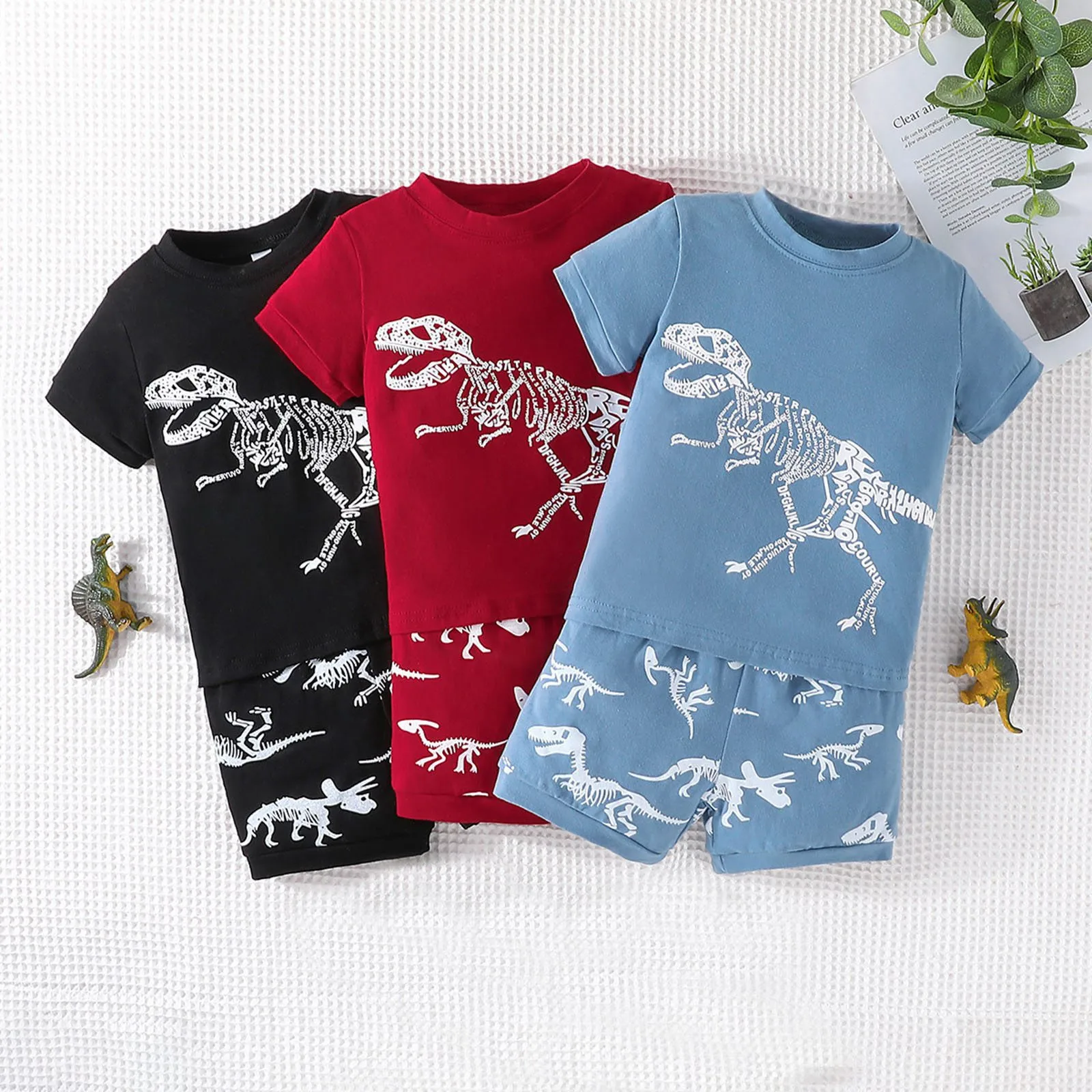 

Kids Toddler Boys Summer Clothes Outfits Short Sleeve Dinosaur Tees And Shorts Sets Summer Clothes Size 2 To 7Y 2024