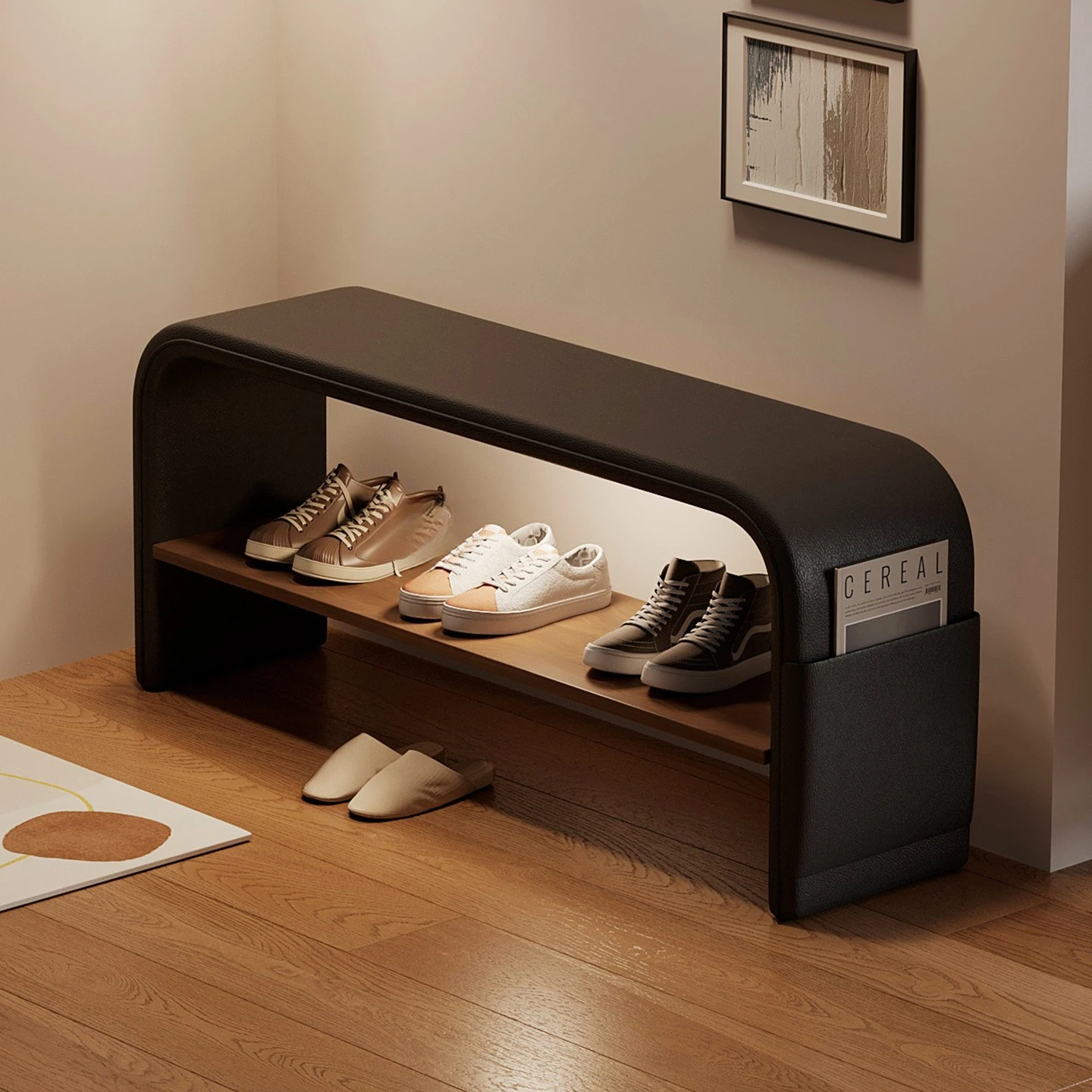 Home cabinet shoe changing integrated shoe rack home door