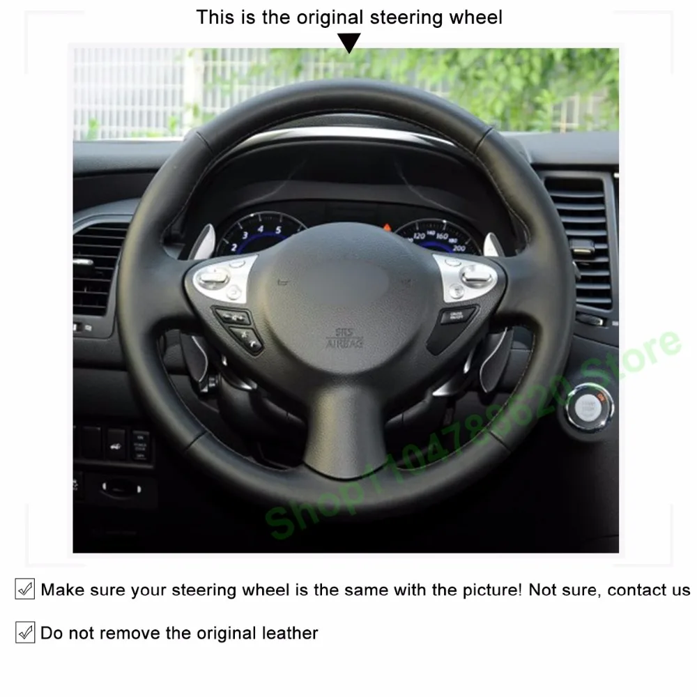Hand-Sewn Alcantara Non-slip Suede Leather Car Steering Wheel Cover Wrap for Infiniti FX FX35 FX37 FX50 2009-2013 QX70