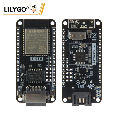 LILYGO® T-ETH-Lite Placa de desarrollo, módulo Ethernet ESP32 ESP32-S3 W5500, compatible con tarjeta TF, alimentación expandible, escudo POE