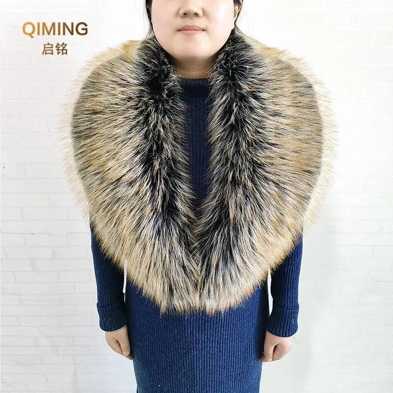 Autumn Winter Female Faux Fur Collar Fluffy Imitation Fox Fur Scarf Fake Raccoon Large Furry Shwal Neck Warmer Women Decoration