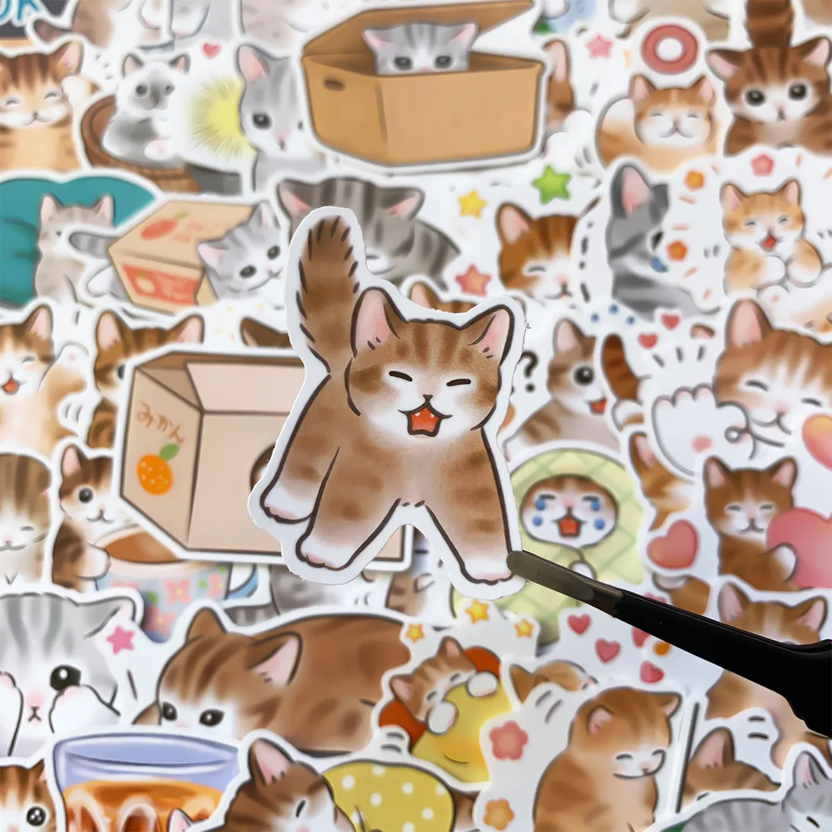 Ins Cute Hand Drawn Cartoon Cat Sticker DIY Decorative for Journal Phone Case Notebook Scrapbook Diary Luggage