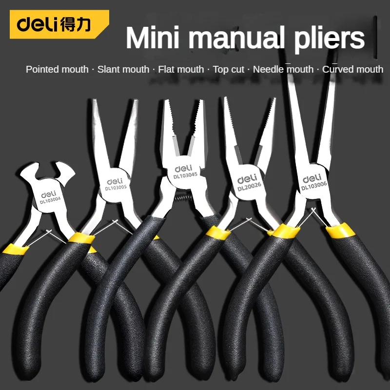 Deli Mini Pliers Making Pliers Precision Wire Cutters, Needle, Round & Bent Nose for Making, Chain Nose, Craft, Earring