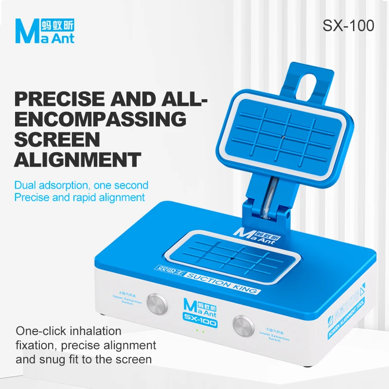 MAANT SX-100 Dual Independent Vacuum Pump Screen Alignment Tool 135° Folding Fixture for IPhone Curved Flat LCD Screen Repair