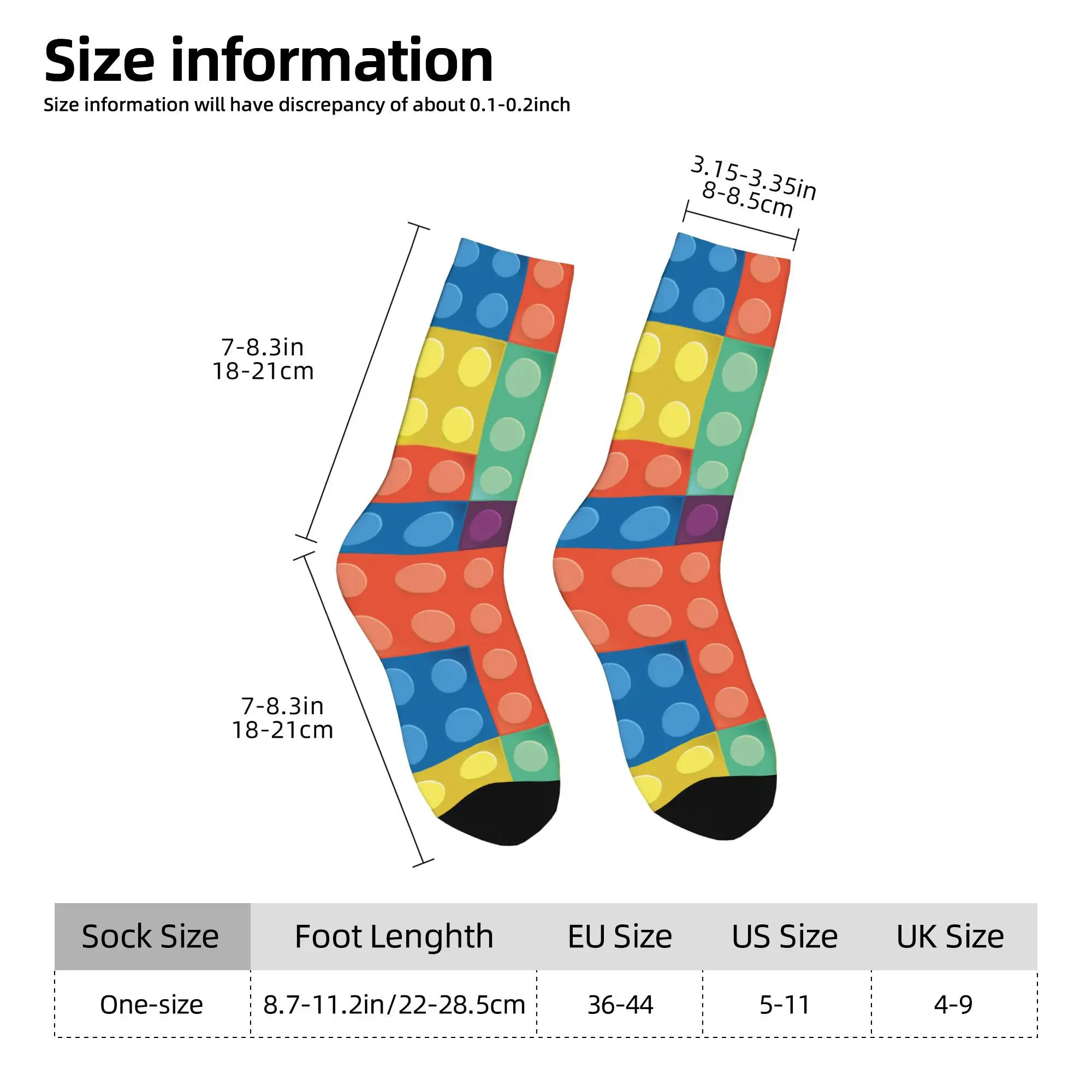 1pc Cartoon Building Blocks  Printed Men's Socks Novelty Hip Hop Harajuku Pattern Crew Sock Casual Gift