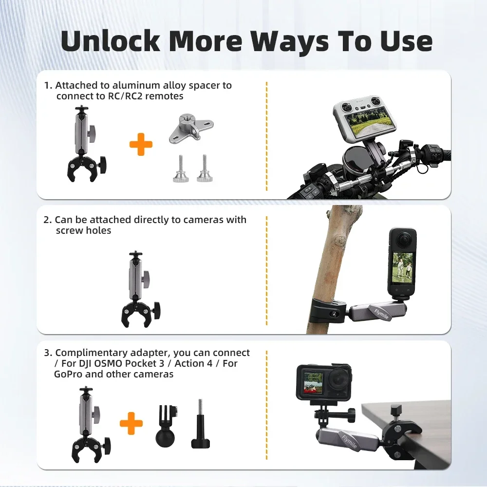 Flymile จักรยานยืนสําหรับ DJI Mini 4 Pro/Mini 3 Pro/Air 3/Mavic 3 Drone RC/RC 2 รีโมทคอนโทรลขี่จักรยานอุปกรณ์เสริมการถ่ายภาพ