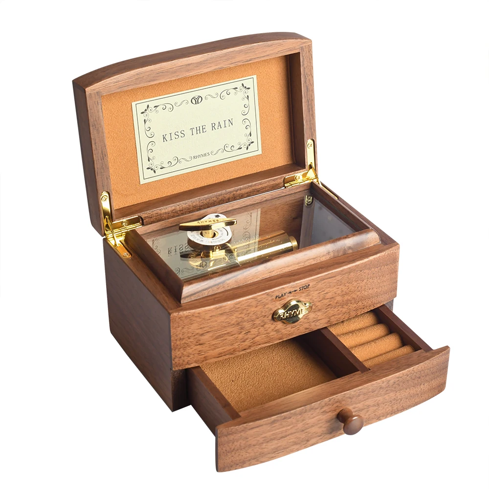 2020 Double Layer Retro 30 Note Yunsheng Unique Custom Walnut Clockwork Wooden Jewelry Music Box for Birthday Wedding Gifts