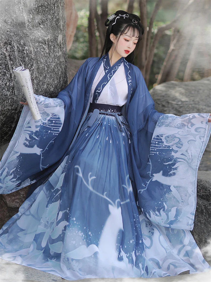 Women Clothes Traditional Hanfu 2025 Original Hanfu 3Pcs Ancient Chinese Costume Dance Costumes Folk Fairy Dress For Graduation