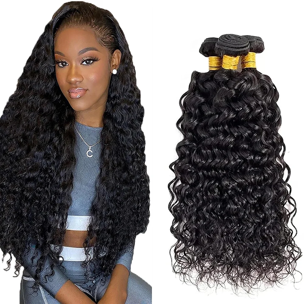 12A Deep Wave Bundles Of Unprocessed Curly Human Hair For Weaving Raw Virgin Brazilian Hair Extensions 20 22 24 Inch Deep Wave Bundles