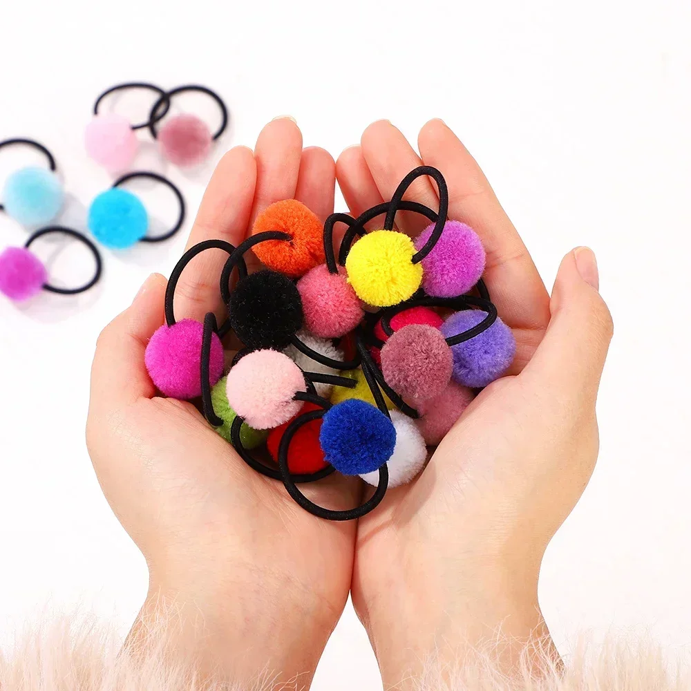 16 pçs/set elástico coral velo bola faixas de cabelo para crianças meninas doce borracha scrunchie meninas rabo de cavalo titular laços acessórios para o cabelo