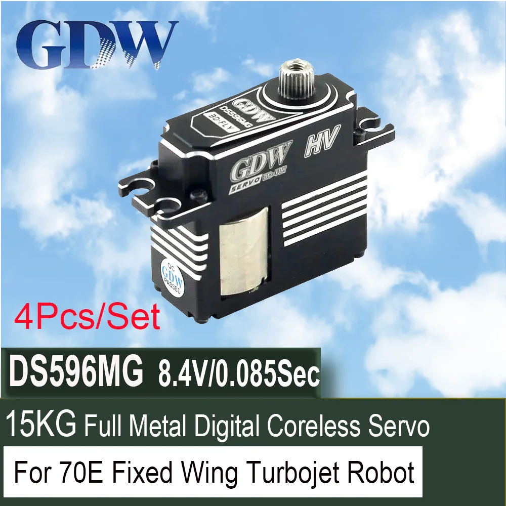 

4Pcs/Set GDW RC Servo DS596MG 15kg Full Metal Shell Steel Gear Digital Coreless Steering Gear For 70E Fixed Wing Turbojet Robot