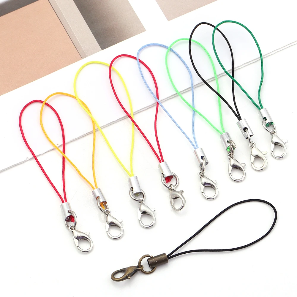 20-100 Stück/Lot Karabinerverschluss mit Sprungring, Handyband, Polyesterkordel, Schlüsselanhänger, Charm-Halter für DIY-Schmuckherstellungszubehör – Detail 6