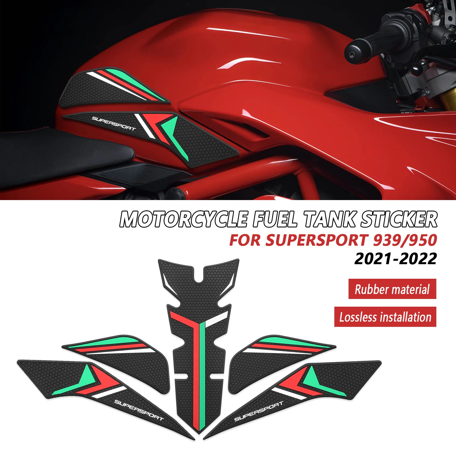 

Для DUCATI Supersport 950 939 2021 2022 мотоциклетная накладка на топливный бак, комплект наклеек, защита наколенника, водонепроницаемая тяговая накладка на топливный бак