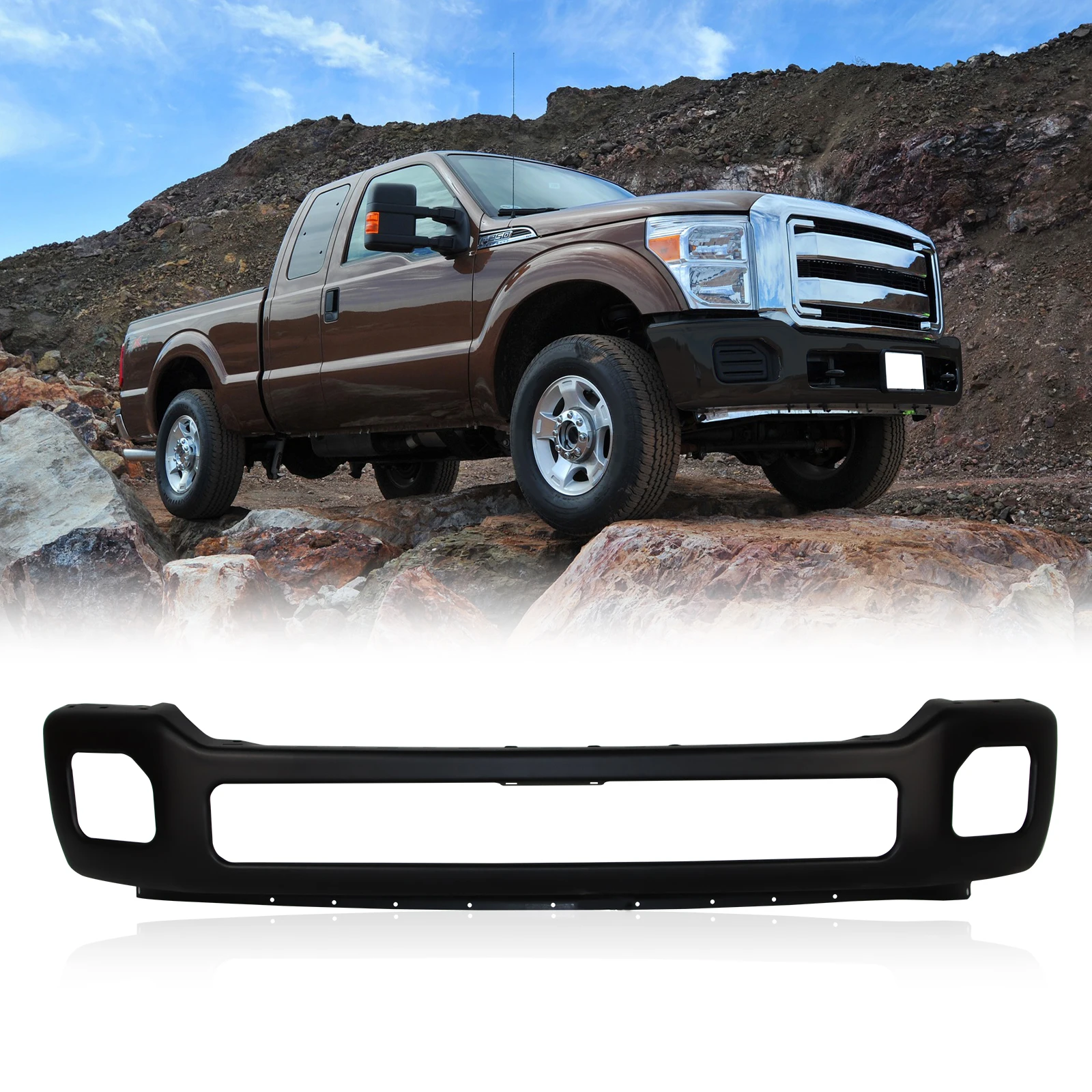 Czarny zderzak przedni stalowy do 11-16 Ford F-250 F-350 F-450 Super Duty zagruntowany