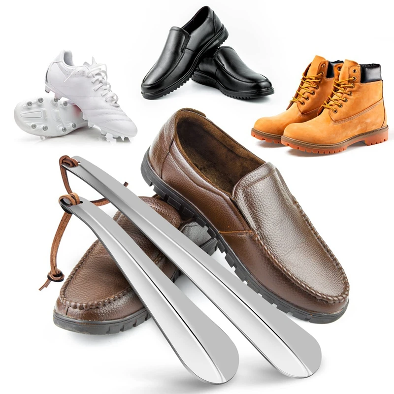 

Long Short Shoe Horns Set Shoe Horn Set Silver & Brown Travel Shoes Horn, Long Metal Shoe Horn