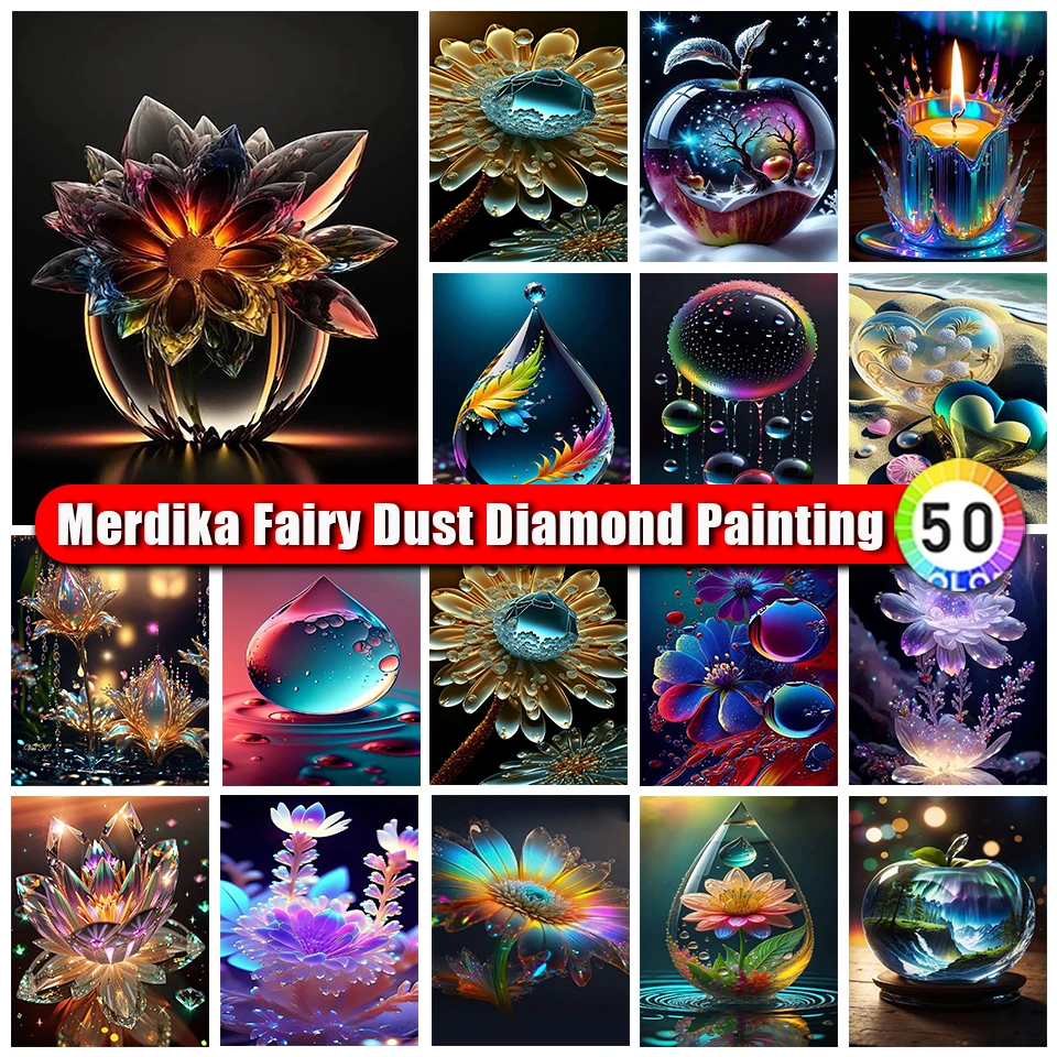 

Merdika Fairy Dust Diamond Painting Landscape Picture Full Drill Diamond Embroidery Flower Square/round Rhinestone Home Decor