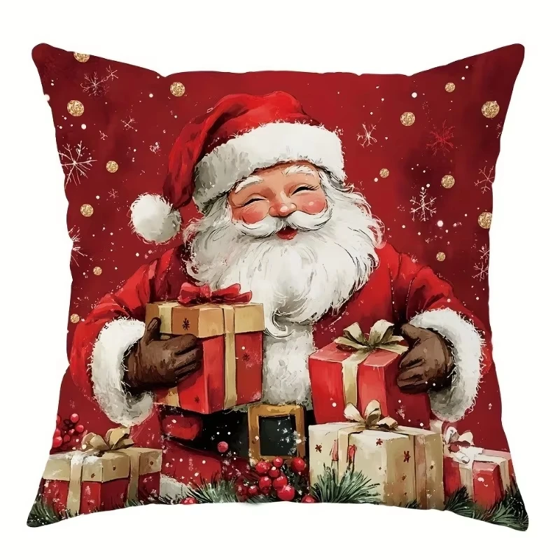 Christmas Pillowcase Holiday Character Print Living Room Accent Gift Idea  Flat Printing Technology Soft Comfortable Fabric