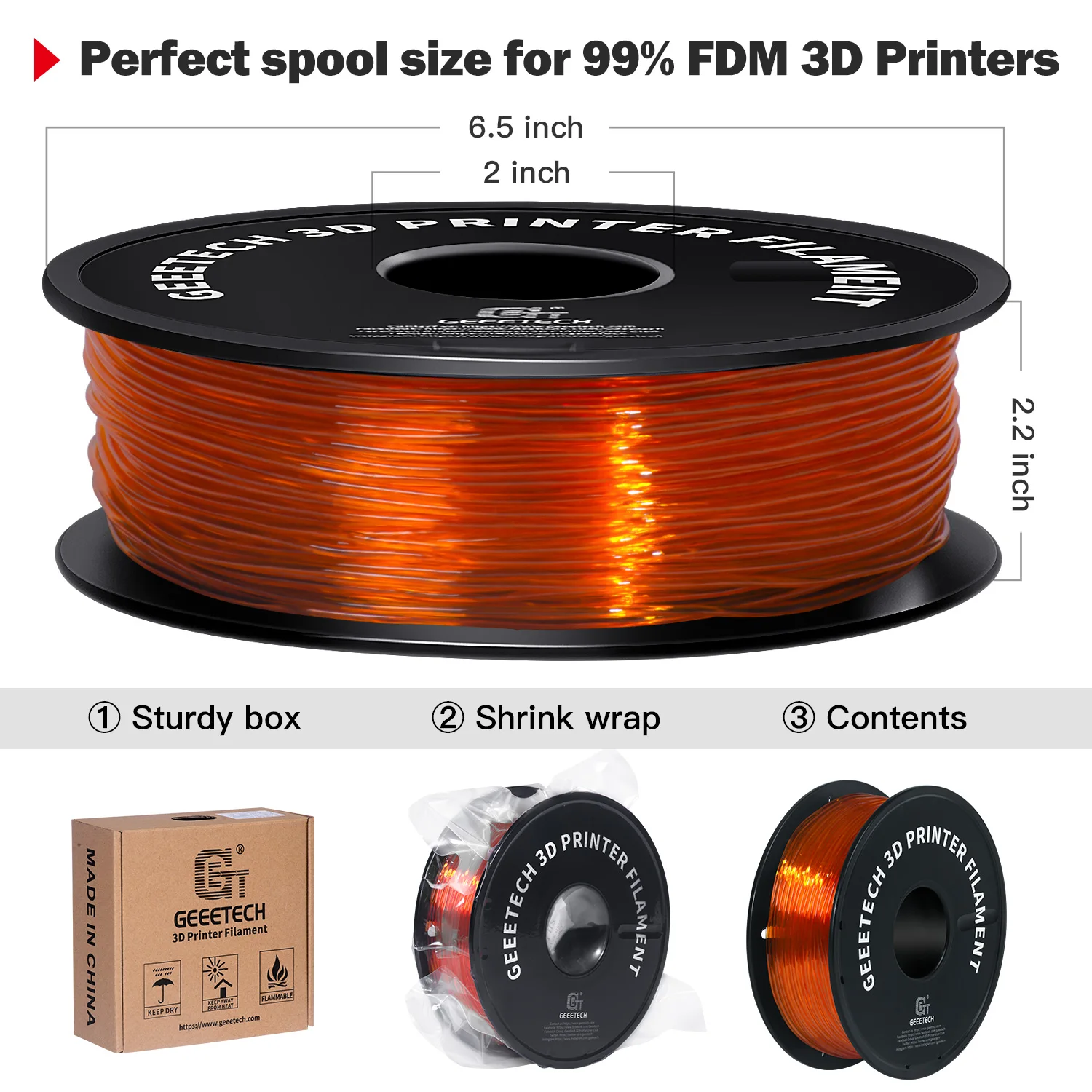 GEEETECH 1KG 1,75 mm TPU-filament Flexibel materiaal voor 3D-printers overzeese magazijn snelle verzending