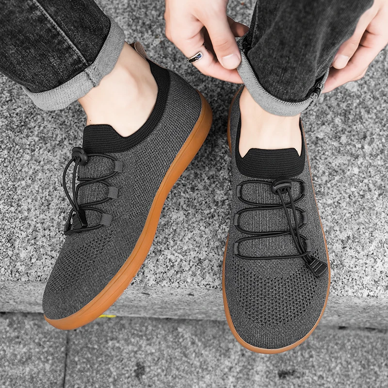 

New Cross-Border Wide-Head Shoes Wide-Foot Barefoot Shoes Casual Fitness Sports Sneakers Breathable Knitted Mesh Size 39-46