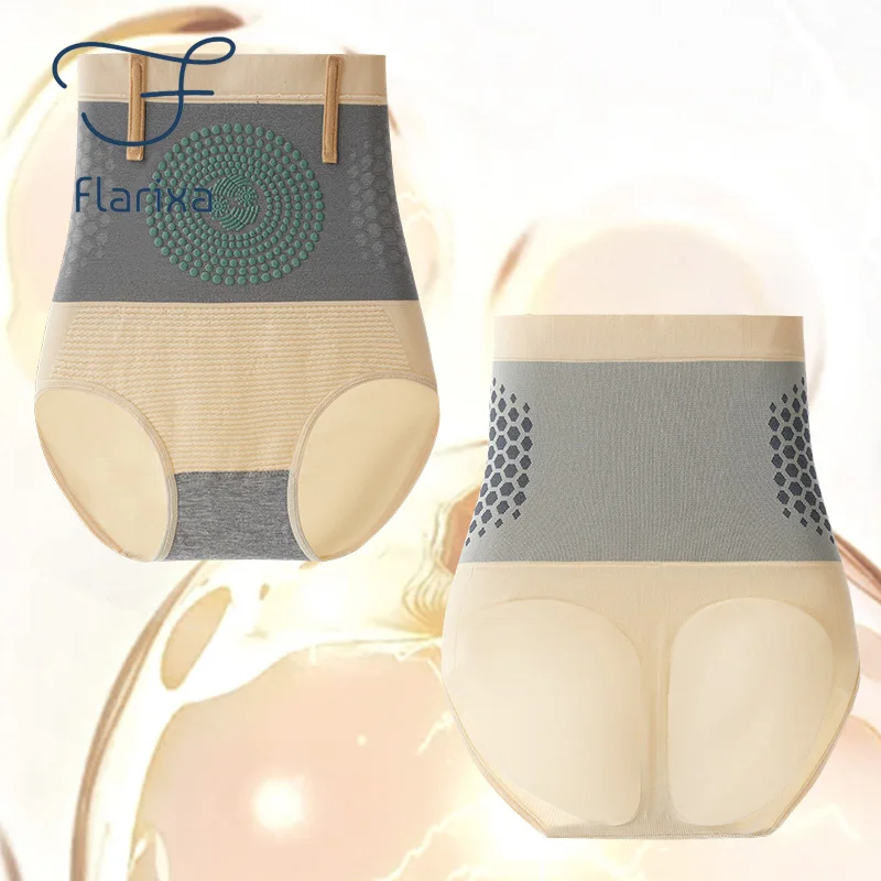 Flarixa Seamless Panties Women High Waist Tummy Control Panty Warmth Uterus Magnetic Slimming Panties Comfort Briefs Body Shaper