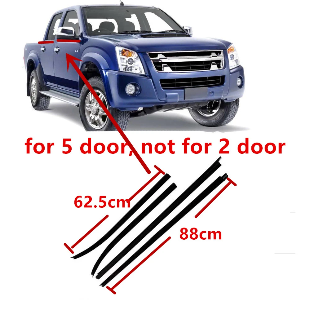 

4 Pieces Outside Windows Rubber Outside for Isuzu D-MAX 2002-2012 Glass Protector Weatherstrip for Sealing Rubber 8-98004222-0