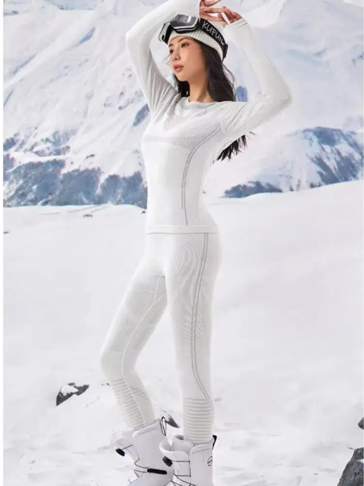 KUFUN Base Layer Quick Dry Wool Blend Thermal Functional Underwear Ski Ultra Soft Winter Sports Snowboard Fleece Pants Women