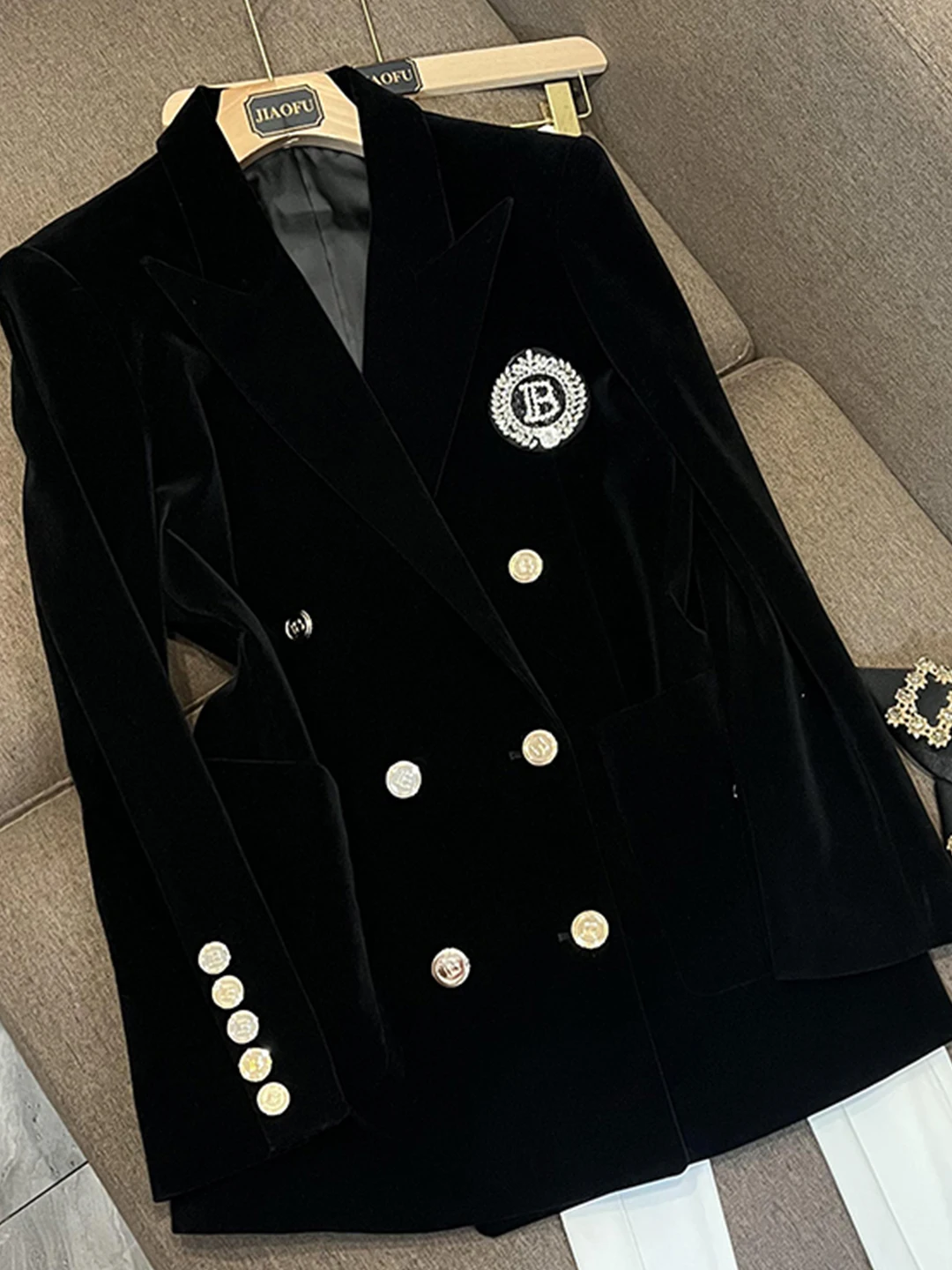 

Busin Commute Sle Women's Suit Jaet Long Sve Slim Fit Pure Color Double Button Coat Regular Sve Length D689