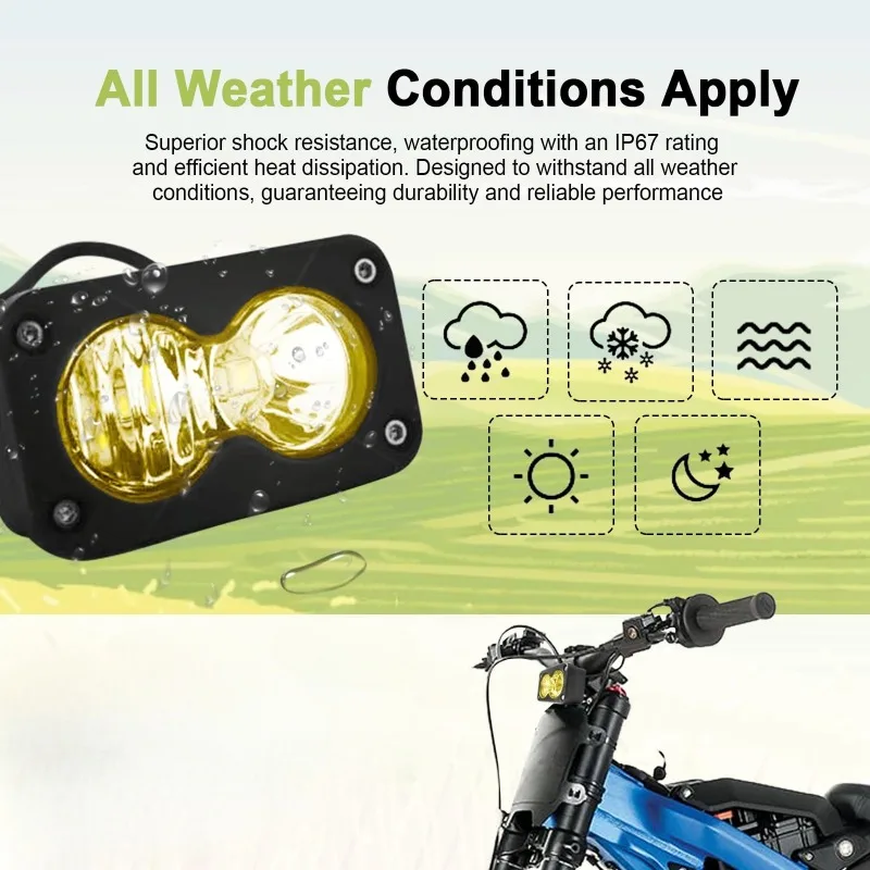 For Headlight Switch Yellow Spot Flood Led Pod Combo Kit Set For Sur Ron Sur-Ron SurRon Segway Talaria Plug N Play Waterproof