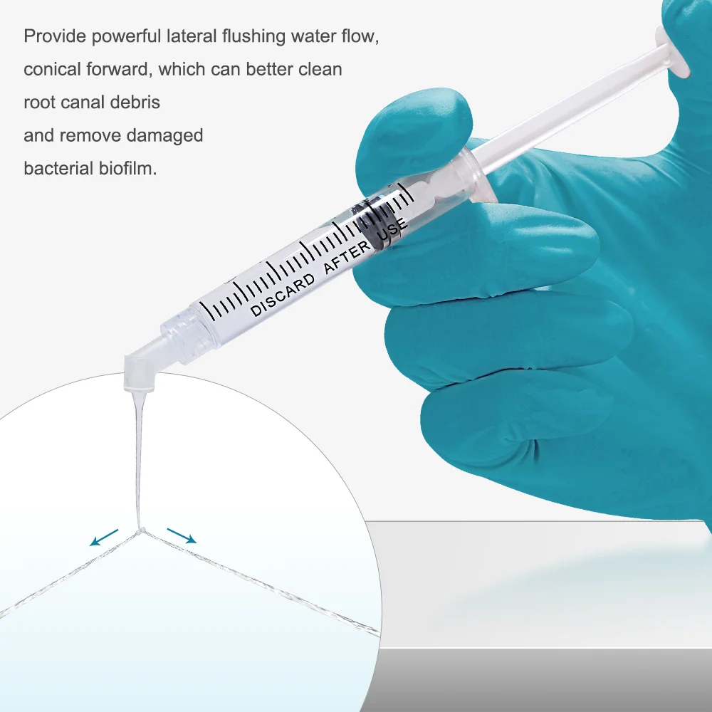 Endodontics Dental Root Canal Irrigation Tips Endo 2S Syringe Washing Tips  27mm Double Side Holes 4% Tip Taper 0.3mm Dia
