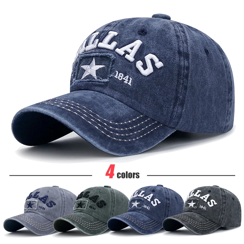 4 Colors Unisex DALLAS 3D Embroidered Baseball Cap Snapback caps Sun hats Dad hats